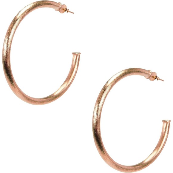 Sheila Fajl Smaller Favorite Tubular Brushed Rose Gold Plated Hoop Earrings NEW - Picture 1 of 3